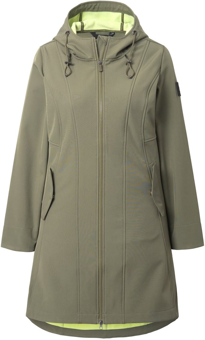 Ulla Popken - Dames - HYPRAR softshell-jas waterafstotend 2-weg rits - Lodengroen - Maat 42+