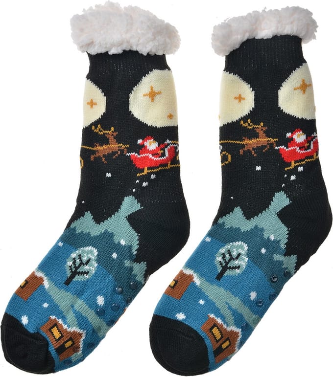 Clayre & Eef Kerstsokken one size Zwart Synthetisch Kerstman