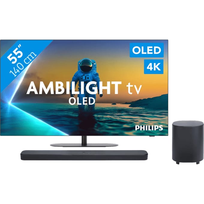 Philips Ambilight 55'' OLED810 4K (2025) + JBL Bar 500 MK2 Zwart