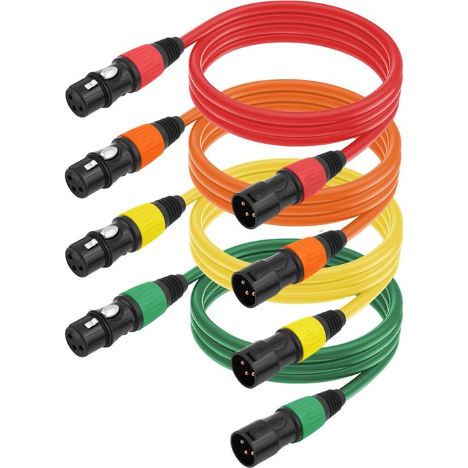 Lot de 4 câbles XLR pour micro, câble XLR mâle vers femelle de 1,8 m, plug and play, équilibré à 3 broches 1.8M