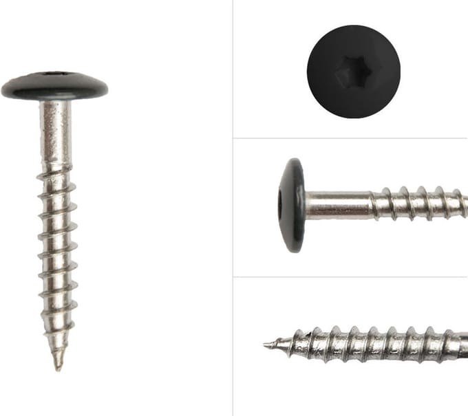 Wovar Kleurkopschroeven Zwart rvs 4.8 x 32 mm | Doos 100 Stuks