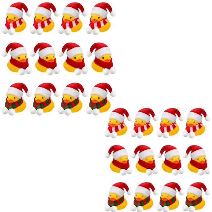 1224 Stuks Kerst Mini Rubberen Eendjes in Bulk Met Kerstmutsen en Sjaal Rubberen Eendjes Badspeelgoed Voor Kerstfeest