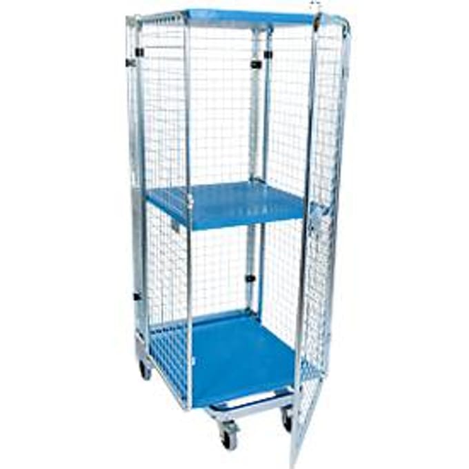 Nestbare metalen container, type antidiefstal, 4-zijdig, met 1 tussenlegbord