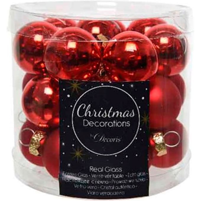 Decoris Seizoen Rode Mini Kerstbal set - 24 stuks