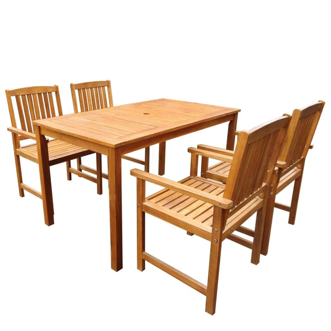 vidaXL - 5-delige - Tuinset - massief - acaciahout