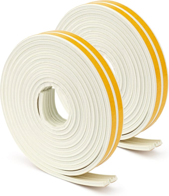 Tochtband zelfklevend – E-profiel tochtstopper - 20 x 4 mm – 12 meter (2x 6 meter) – wit