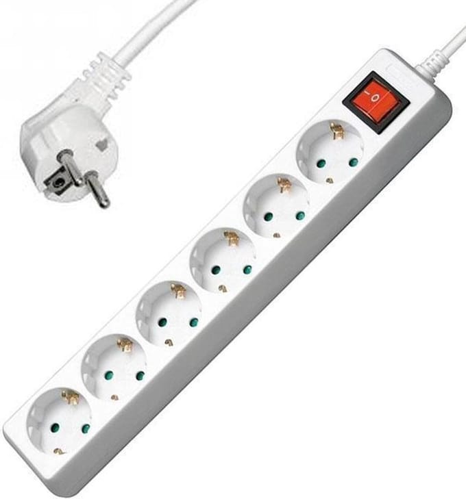 Allteq - Stekkerdoos met schakelaar - 6-voudig - 15 meter - Wit