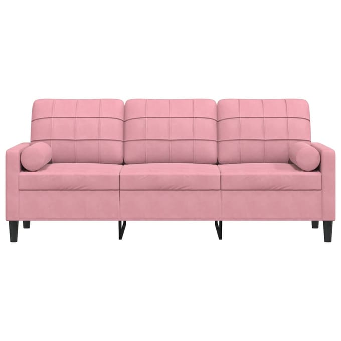 vidaXL - Driezitsbank - met - sierkussens - 180 - cm - fluweel - roze