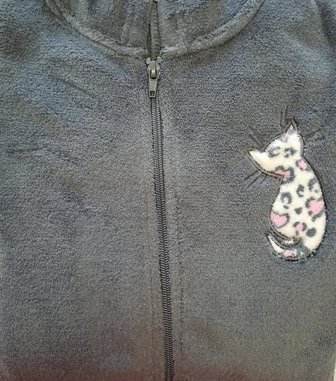 Cocodream meisjes onesie fleece - maat 152 - Cat uni - grijs