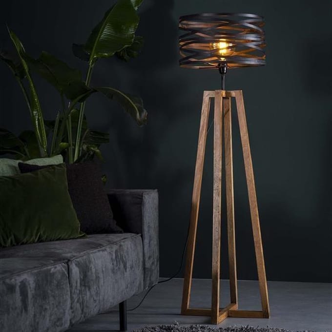 Houten vloerlamp Twist