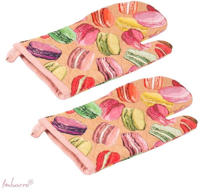 Imbarro Ovenwanten Macarons – 100% Katoen – Set van 2 – Handmade – 30 x 17 cm – Multi