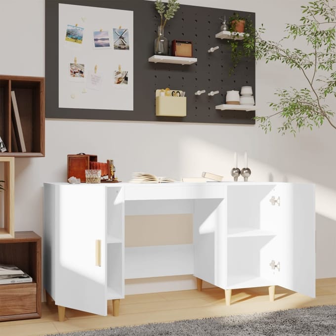 Vidaxl Bureau, Wit, 140X50X75 Cm, Materiaal Houtvezelplaat