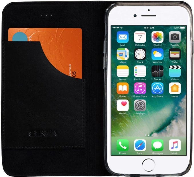 Senza Authentic Leather Booklet Apple iPhone 7 Plus / 8 Plus Pure Black
