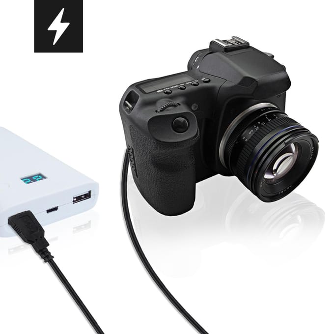 Andoer DR-E6 USB-voedingsset AC-adapter Vervanging DC-koppeling Dummy-batterij Enkele USB-ingang zwart