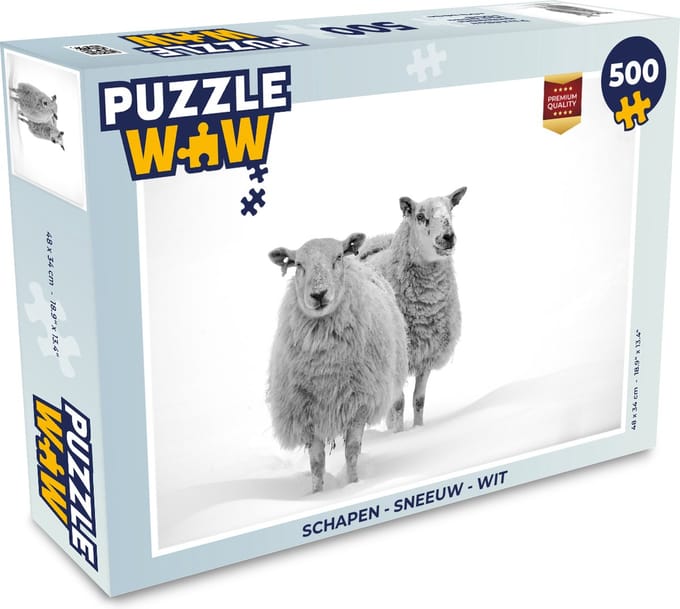 Puzzel Schapen - Sneeuw - Wit - Legpuzzel - Puzzel 500 stukjes