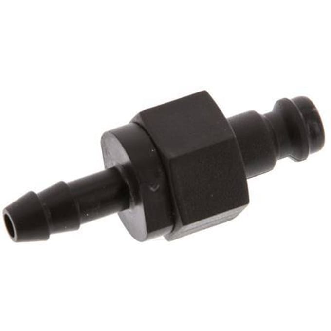 POM DN 5 Koppeling Insteeknippel 6 mm Slangpilaar Dubbele afsluiting