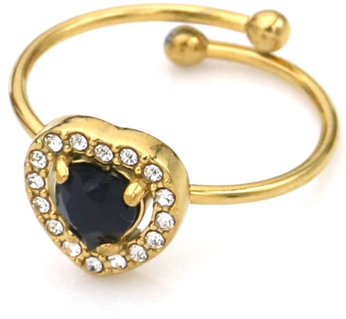 RVS ring met kristallen - verstelbaar - goudkleurig
