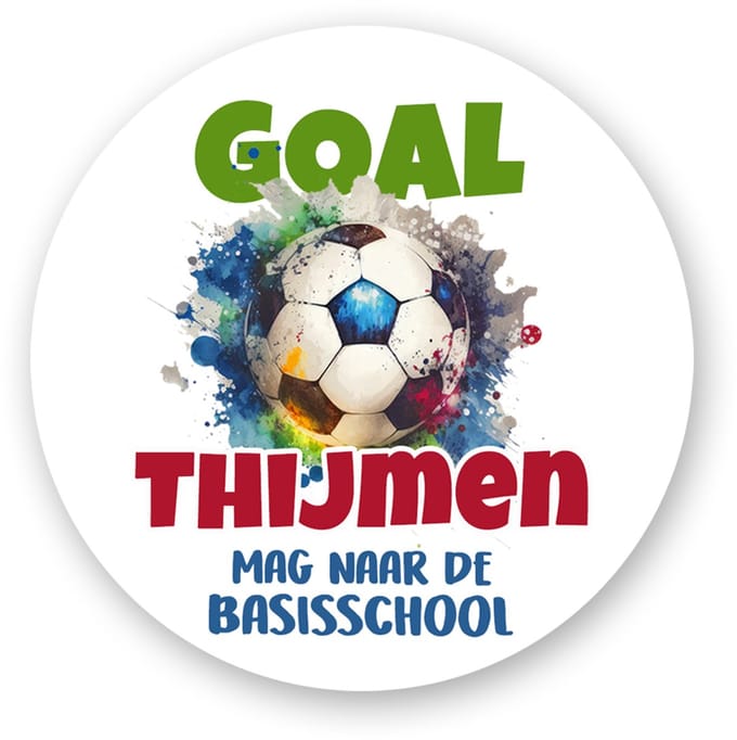 25xTraktatiestickers Afscheid Basisschool – Voetbal – Gepersonaliseerd met Naam