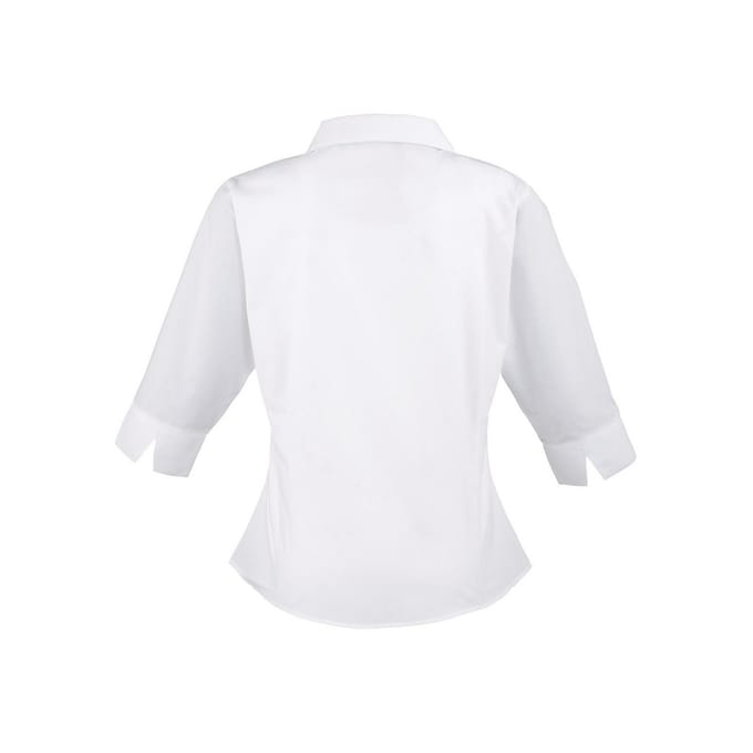 Premier Dames/Dames Poplin 3/4 Mouw Shirt (Wit)