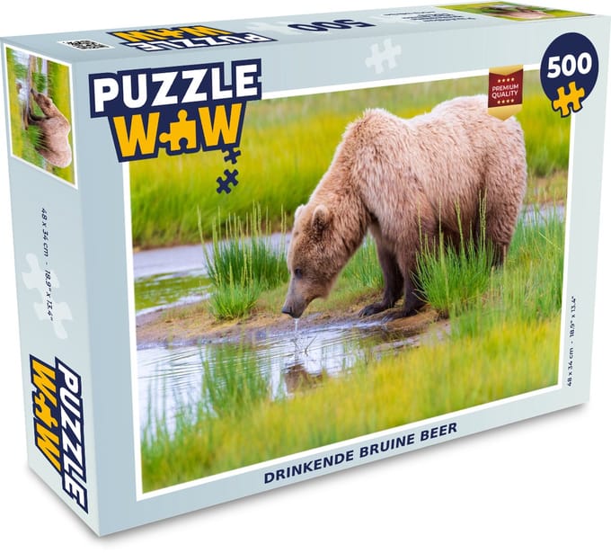 Puzzel Beer - Water - Gras - Wild - Legpuzzel - Puzzel 500 stukjes