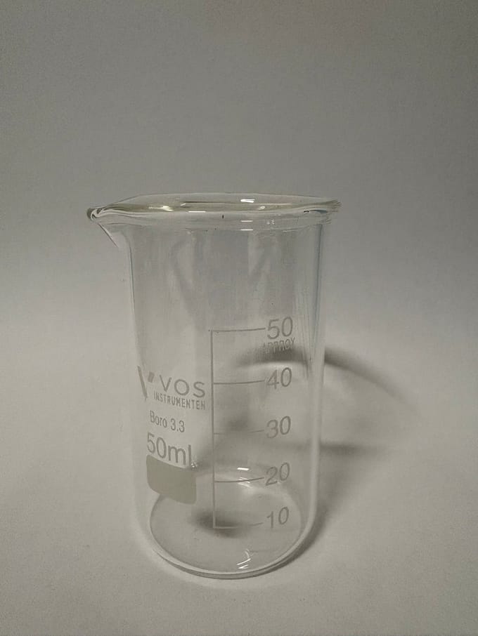VOS Bekerglas 50 ml hoog model – hittebestendig borosilicaatglas 3.3 – 1 stuk