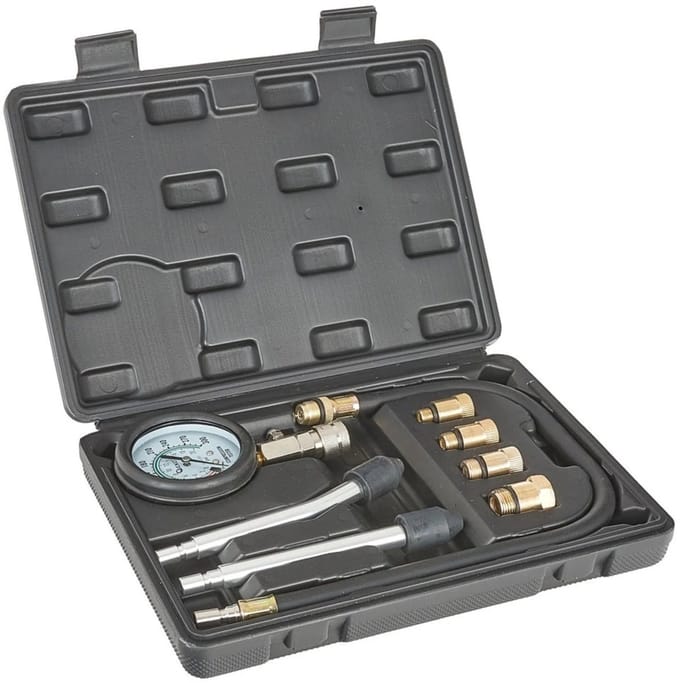 GEKO Compressietester set - max. 20 bar - flexibele slang - 4 schroefdraadmaten