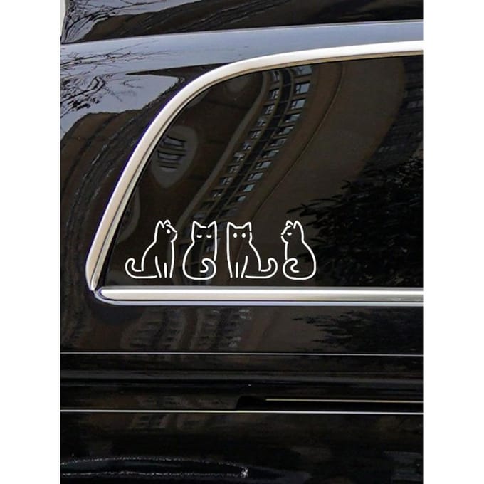 Lot de 4 petits autocollants animaux chat pour fenêtre de voiture one-size blanc