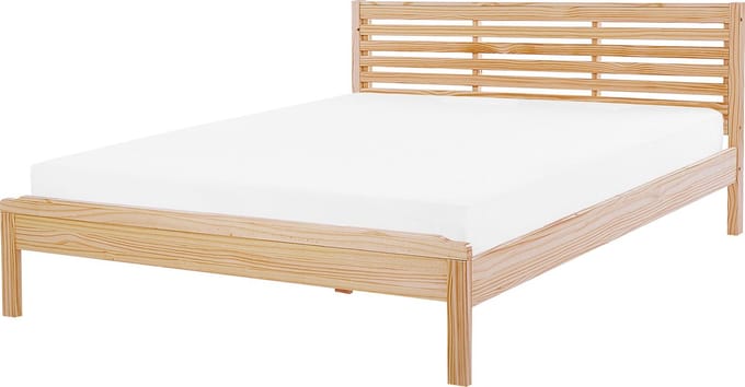 CARNAC - Tweepersoonsbed - Lichtbruin - 160 x 200 cm - Rubberhout
