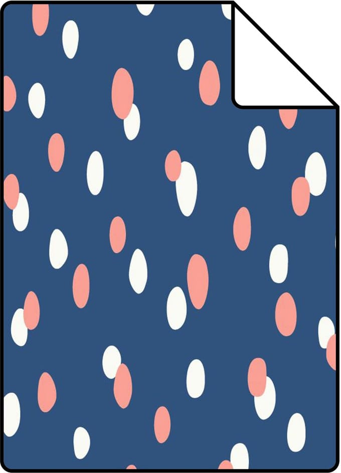 Proefstaal ESTAhome behang stippen blauw en roze - 26.5 x 21 cm - 131872-S
