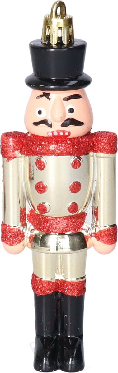 Kerstboomhanger notenkraker - poppetje/soldaat - goud -12 cm - kunststof