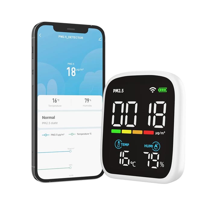 Détecteur Portable PM2.5 à affichage LED, testeur multifonctionnel de température et d'humidité, Laser multicolore