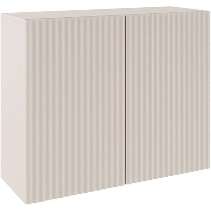 Selsey Sunds – Dressoir met geribbelde lamellenfronten, 2-deurs, kasjmierbeige, 100 cm