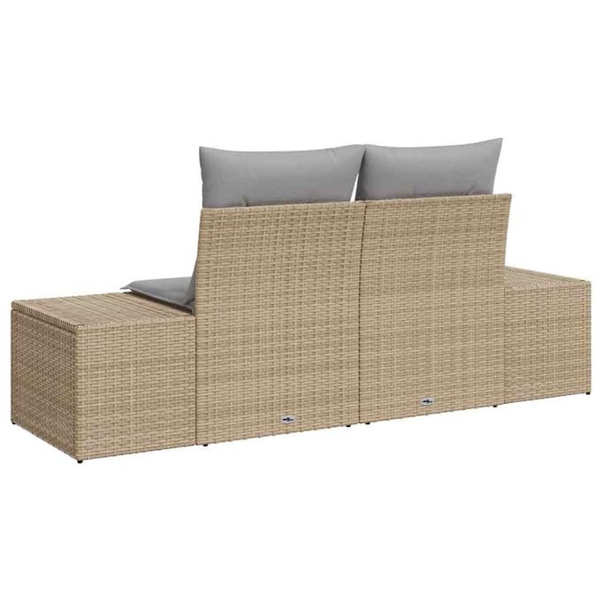 vidaXL - Tuin - Sofa - met - kussen - Beige - 184 - x - 62 - x - 69 - cm - poly - rattan