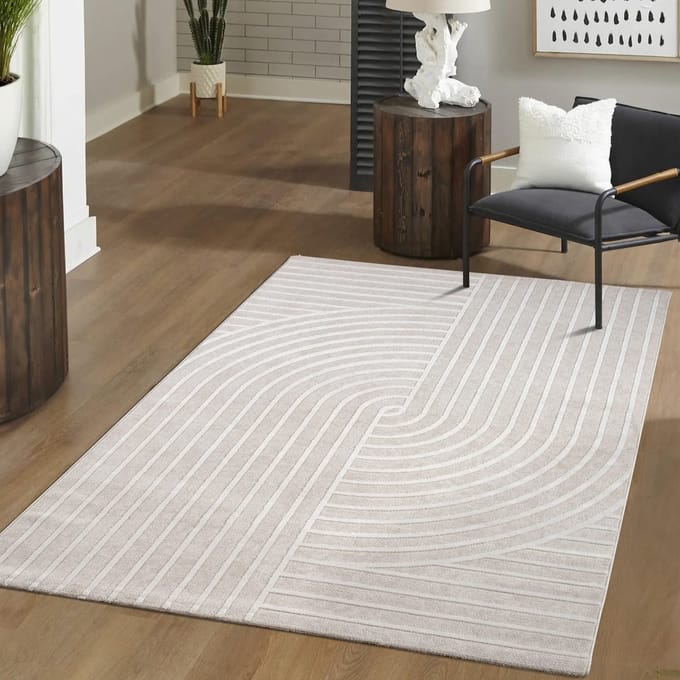 Woonkamertapijt eetkamer kortpolig boho Scandinavisch geometrisch effen boog 160 x 220 cm Rechthoek 160 x 220 cm Rechthoek beige