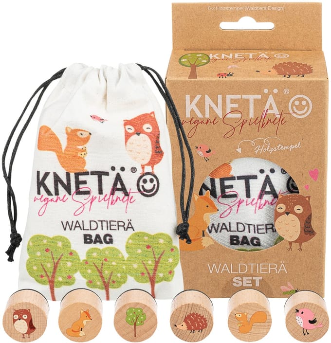 KNETA Stempelset - Bosdieren - 6 Stempels - In Geschenkdoos - 1 Jaar