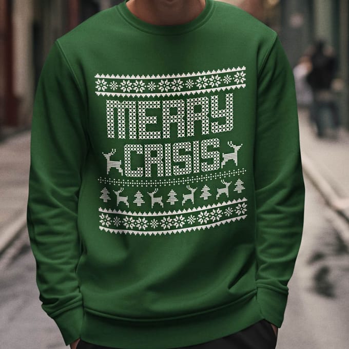 Foute Kerst Trui Groen Merry Crisis S