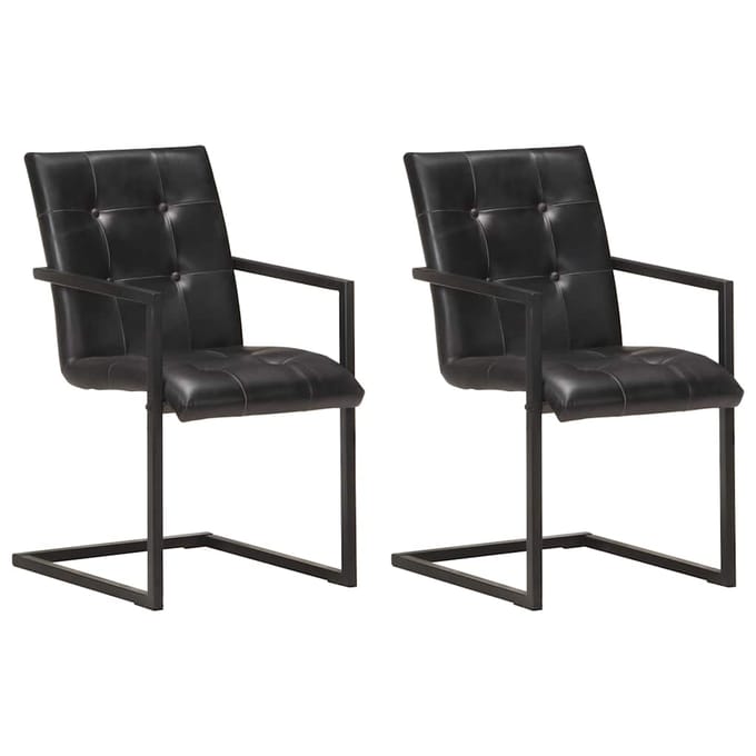 vidaXL Eetkamerstoelen 2 st echt leer zwart