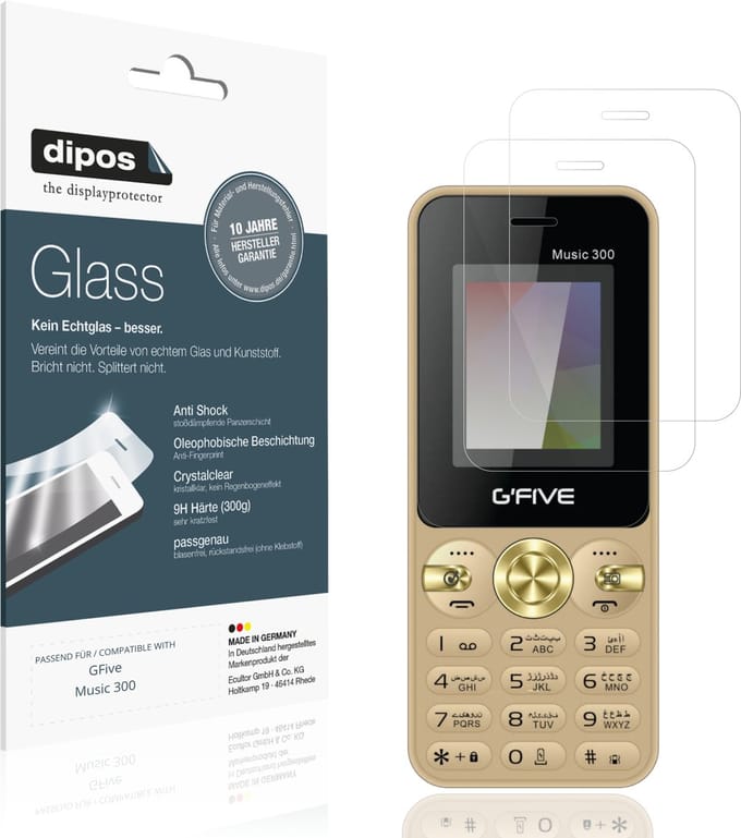 dipos – 2x Pantserfolie geschikt voor GFive Music 300 | 9H Screenprotector