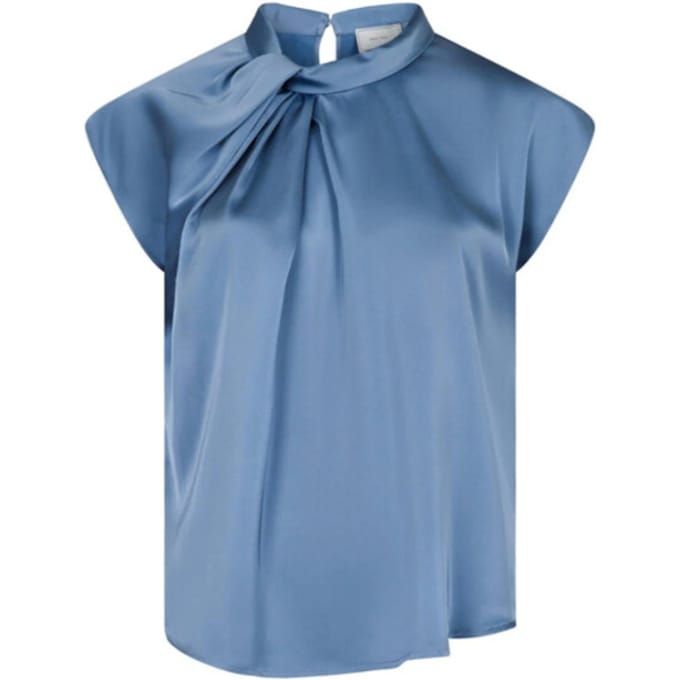 Blousetop van satijn met knoopdetail model 'Fleur Drapy'