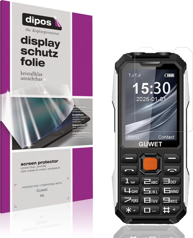 dipos – 4x Beschermfolie geschikt voor Guwet A6 | Krasbestendige & heldere Screenprotector Ultra-Thin