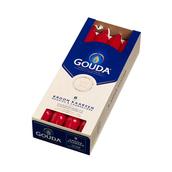 Gouda - Kroonkaarsen - 24 cm - 8 stuks - Rood