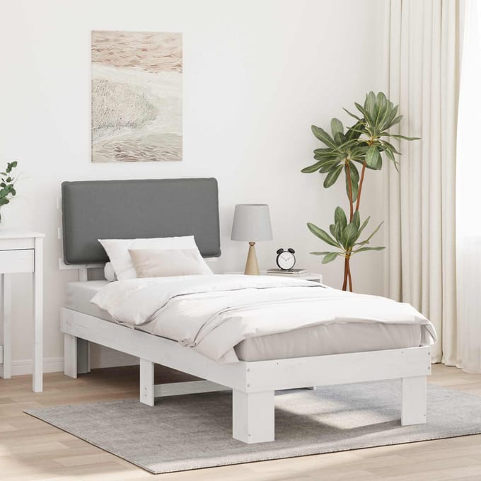 vidaXL - Bedframe - met - Gevoerde - Hoofdbord - Lichtgrijs - 100 - x - 200 - cm