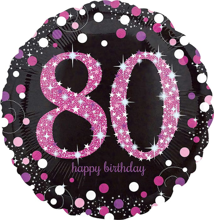 Amscan - Folieballon 80 Jaar Sparkling Celebrations Roze 43 cm