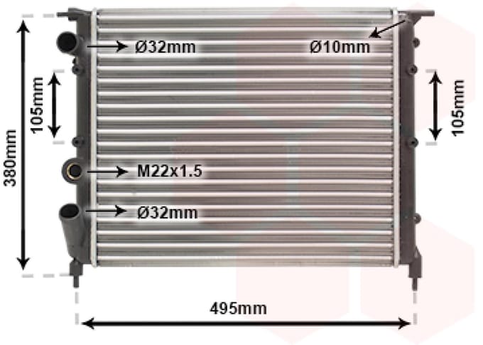 Van Wezel - RADIATOR VOOR RENAULT 19 1992-1995 7700786444