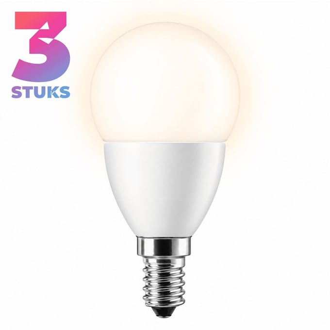 3x Kogel Led-lamp E14 - 5W - Daglicht (6500K) - 470 lm - 10 jaar - Niet Dimbaar