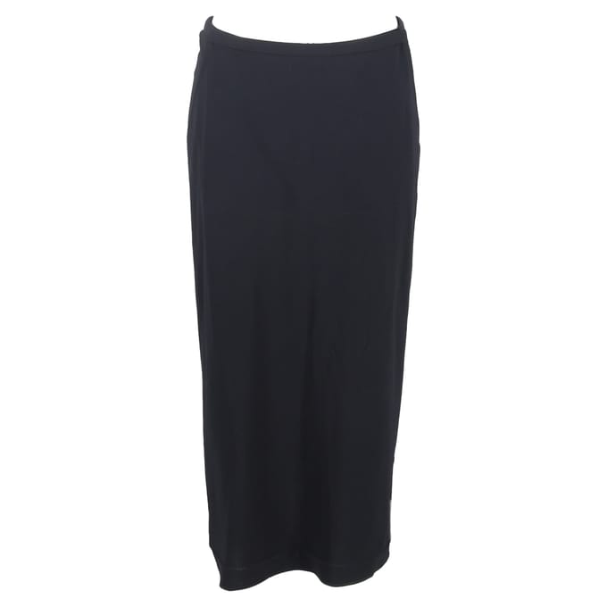 Max Mara midi-rok met split aan de achterkant, recht model, in zwarte wol