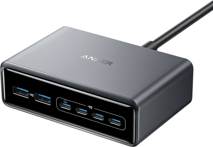 Anker Prime Lader - 200W - 6-Poorten - GaN - 4x USB-C & 2x USB-A - Dynamic Power Distribution - Smart Display - Snelladen tot 100W - ActiveShield 2.0 - Compact & Krachtig