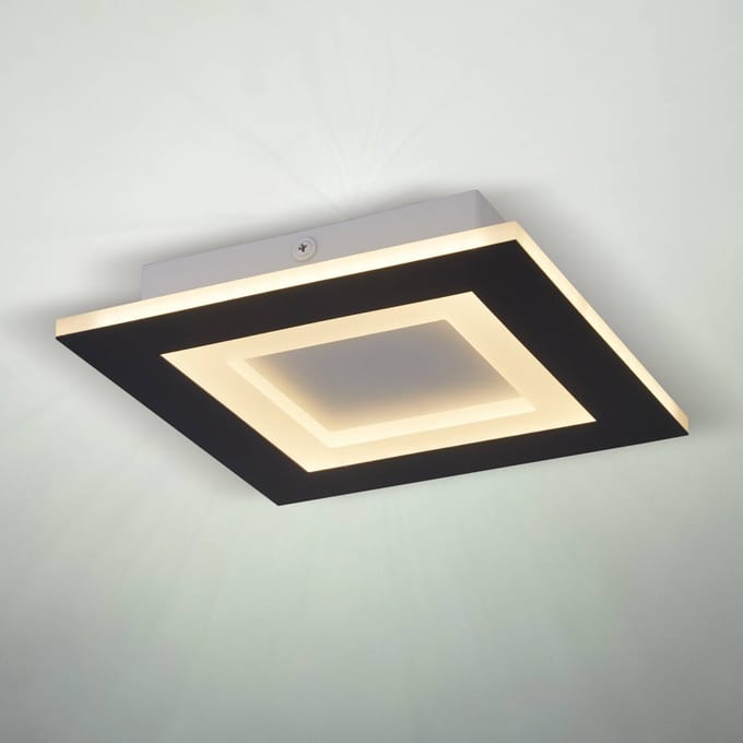 Searchlight LED plafondlamp Squary, lengte 39 cm, zwart/wit ijzer, CCT