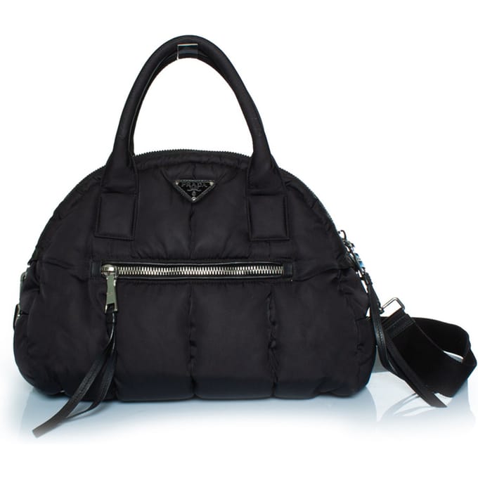 Prada, bomber bowler tas in zwart