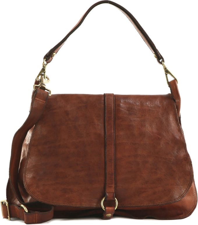 CAMPOMAGGI Leren Schoudertas Shoulder Bag Cognac Bruine